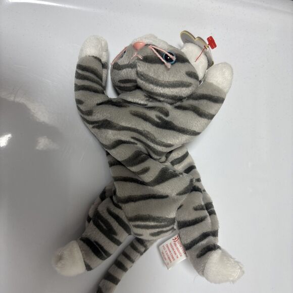 TY Beanie Baby Prance The Tabby Cat 1997 Grey Stripped Plush Stuffed Animal New - Picture 7 of 7